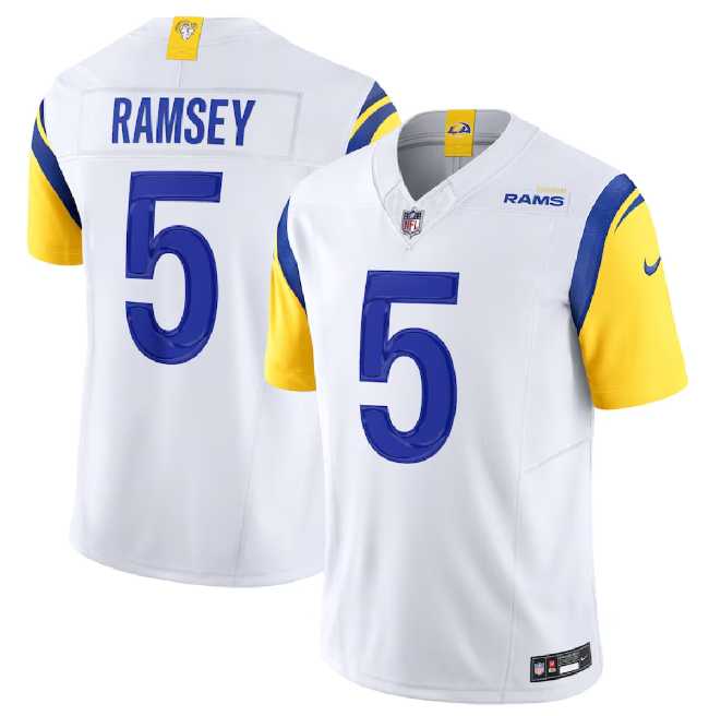 Men & Women & Youth Los Angeles Rams #5 Jalen Ramsey White 2023 F.U.S.E. Vapor Untouchable Limited Stitched Jersey